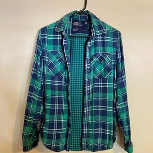 American Eagle blue/green flannel. Mens XS